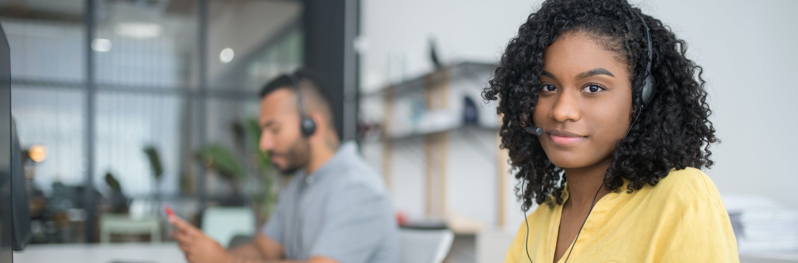 woman with headset
